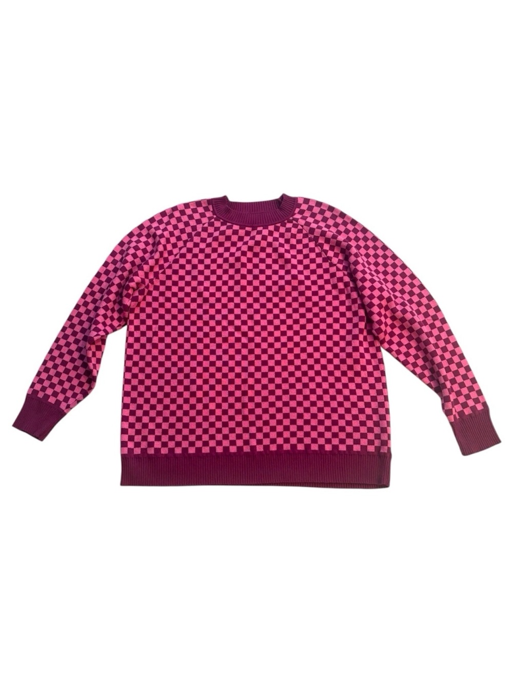 Future Collective Checkered Sweater Magenta Purple Pullover L Skater Indie Mod